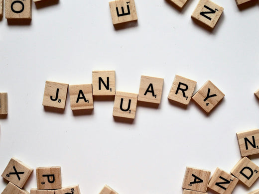 Wooden letters spelling out the word "January"