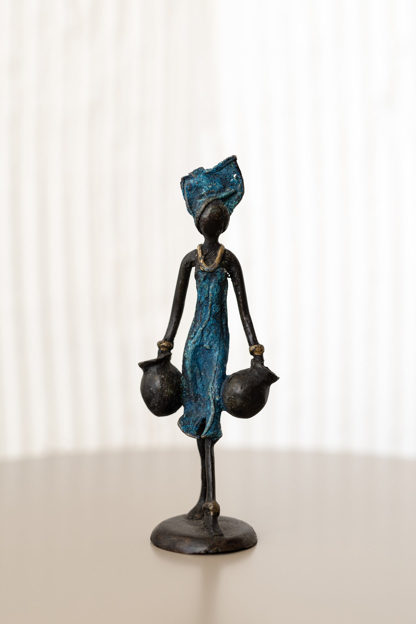 Water Carrier" Bronze Sculpture (Blue)