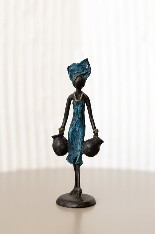 Water Carrier" Bronze Sculpture (Blue)